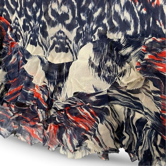 Joie 100% silk chiffon ikat tank top size Small tiered ruffle hem - Picture 4 of 7